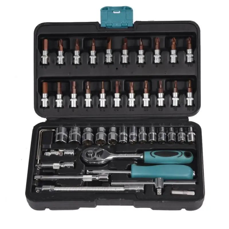 

46Pcs/set Household Car Repair Tool Kit CRV Steel Wrench Bits Ratchet Pawl Socket Screwdriver Socket Wrenches Set Hand Tools