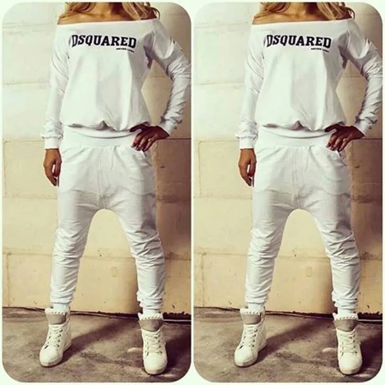 2015 New O neck Long sleeve Solid Women Sport Suit Tracksuit Sweatshirt And Pant 2 Pieces