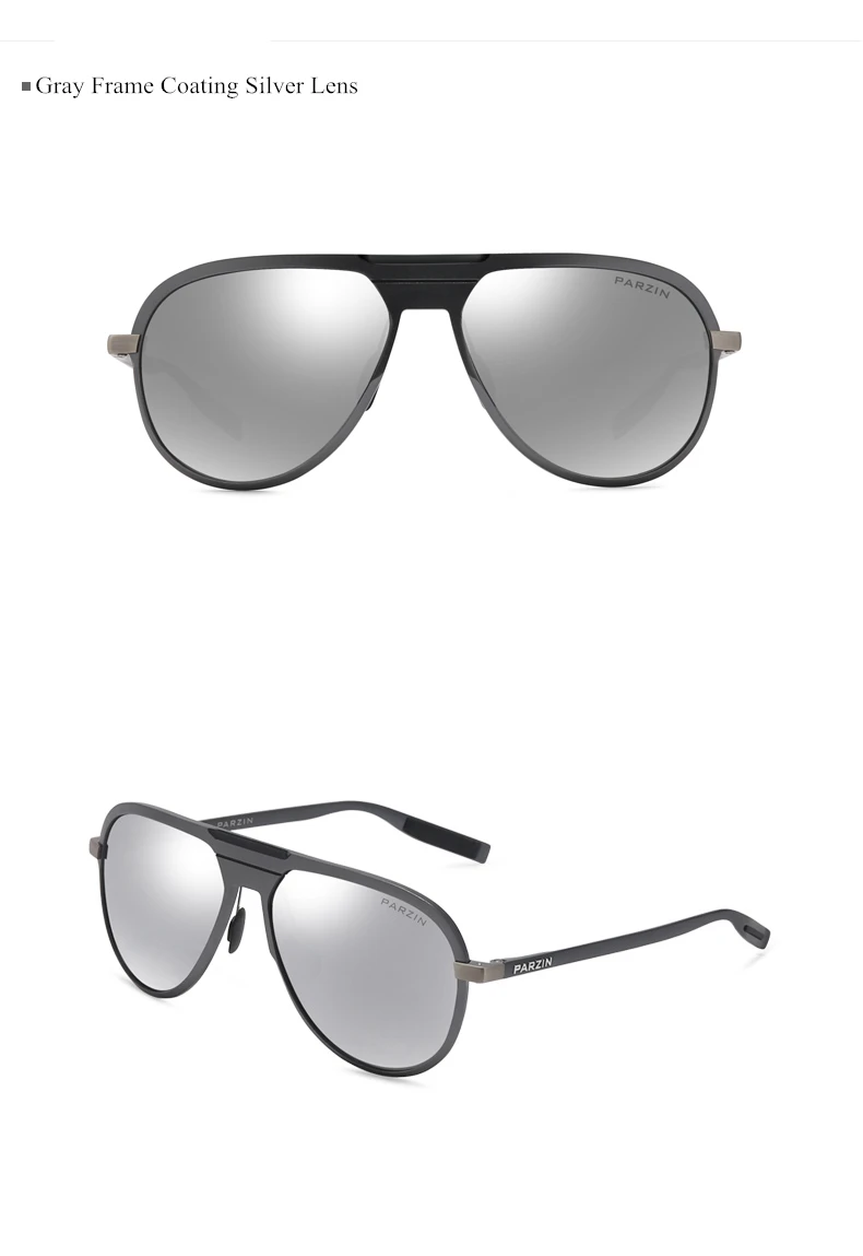 Мужские классические поляризованные солнцезащитные очки PARZIN, очки для вождения Shield UV Protection 400, солнцезащитные очки Pilot Retro с оправой из легкого металла 8133