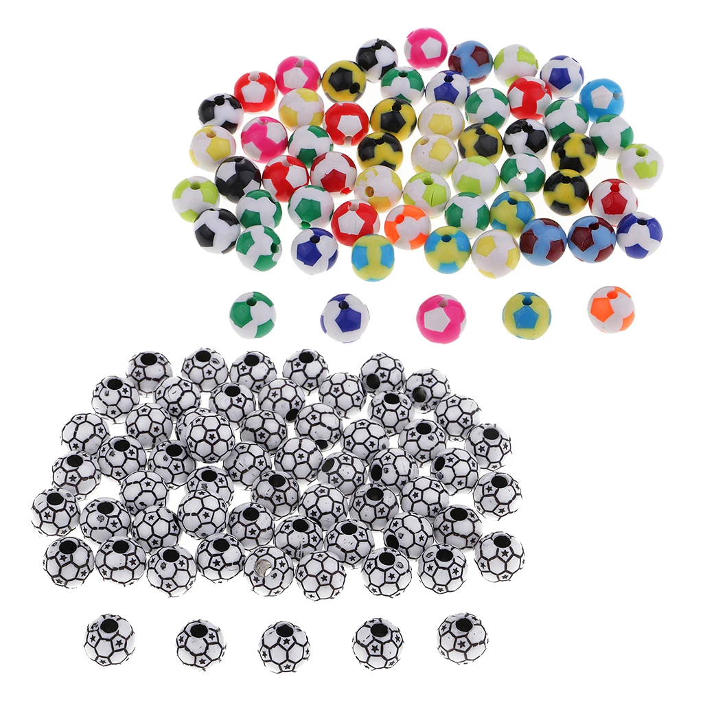 60pcs 12mm Soccer Ball Beads Fit European Charm Bracelet Jewelry DIY Findings Crafts Wholesale