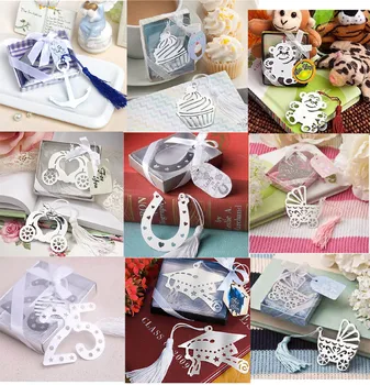 

50pcs/lot NEW Wedding Party Baby Shower Favors Baby Carriage Bookmark with Tassels Metal Book Holder