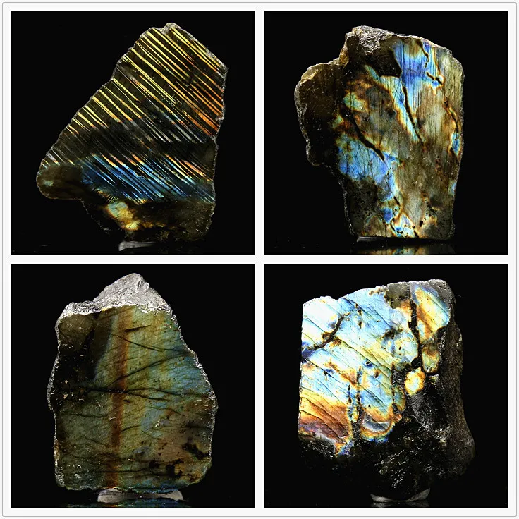 1pcs Natural Stones Labradorite Blue Light Feldspar Golden Labrador Feldspar Hecatolite Mineral