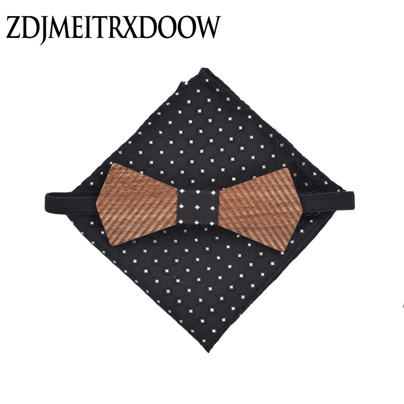  New arrival Fashion Handmade Wood Bow ties Bowtie Butterfly Gravata Strip Ties For Men Cufflinks Ha