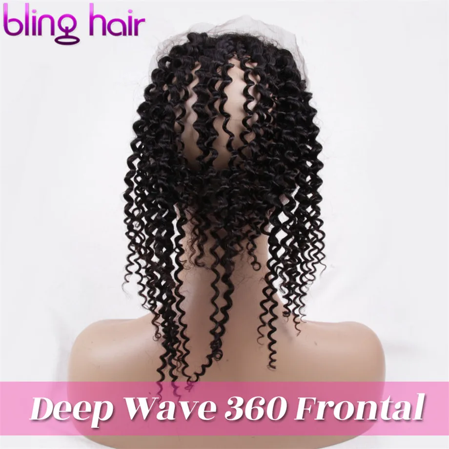 Bling Hair Kinky Curly Hair Closure 360 фронтальная кружевная застежка с детскими волосами натуральный цвет перуанские Человеческие волосы Remy Closure