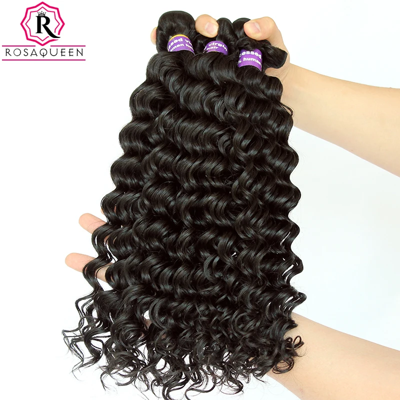 

Malaysian Virgin Hair Deep Wave Bundles 100% Human Hair Weave Bundles Extensions Natural Black Color Dolago Hair Products