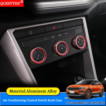 

QCBXYYXH Car-styling For Volkswagen T-Roc 2018 2019 Car Air Conditioning Knob Control Switch Sticker Trim Ring Decorative Cover