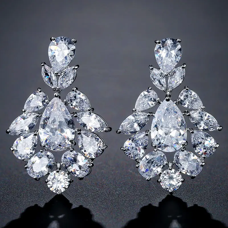 

UILZ Stylish Luxury AAA Cubic Zircon Earrings for Women Jewel Pendant Fashion Bridal Wedding Anniversary Best Gifts UE2190