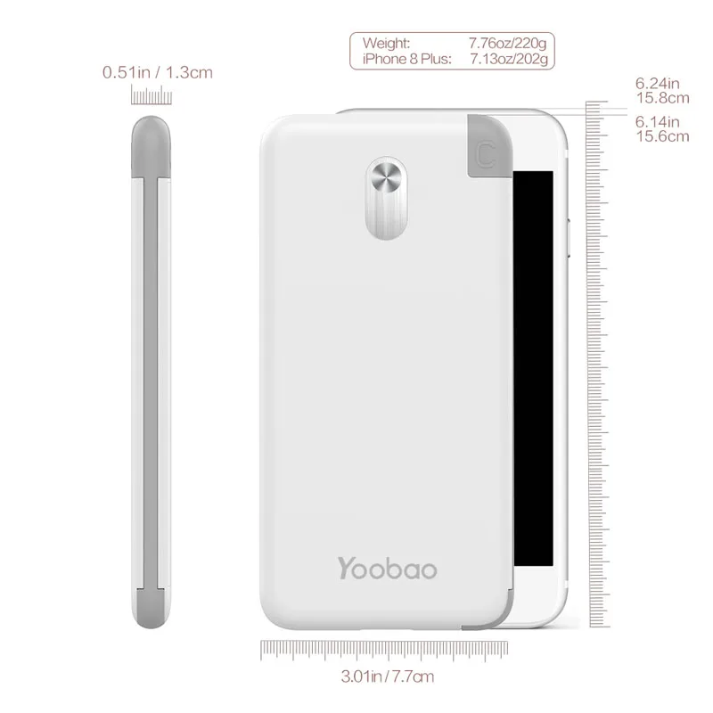 Yoobao S10K 1000mAh внешний аккумулятор со встроенным сьёмным кабелем повербанк с