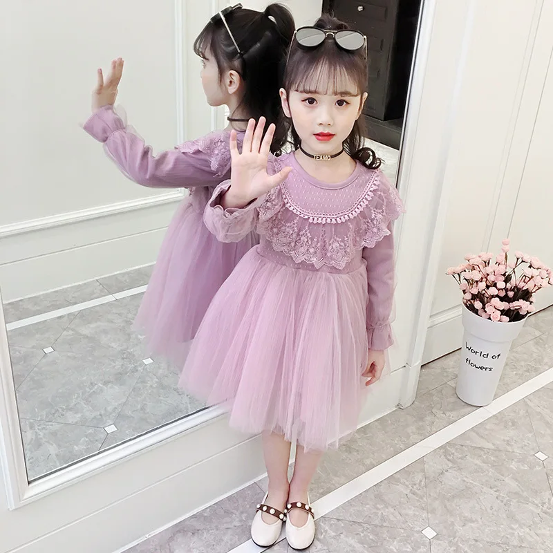 

Girls dresses 2019 Spring Korean dresses Kids clothes Fashion Princess dress Lace tutu dress elegant Age for 4-13y
