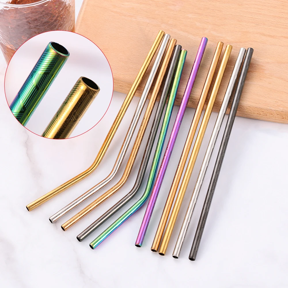 

Creative New Pattern Flower Printed Reusable Drinking Straw Eco-Friendly Straight/ Bend Stainless Steel Straw Bar Accessories