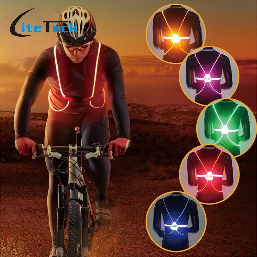 Illuminated Reflective Vest Belt Fiber Optics LED Lights Adjustable