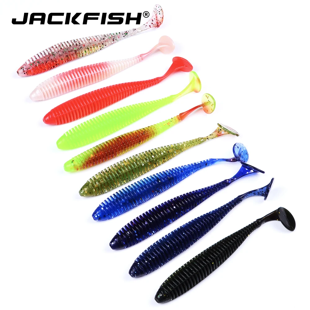 

JACKFISH Soft Swimbaits Fly Fishing Bait 85mm 2.5g fishing bait grubs Plastic Maggot Fishing lure Jig Head Texas Rig Soft lures