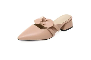 

Small fresh 2019 spring and summer new thick with a bow tie Baotou sandals female 31-47