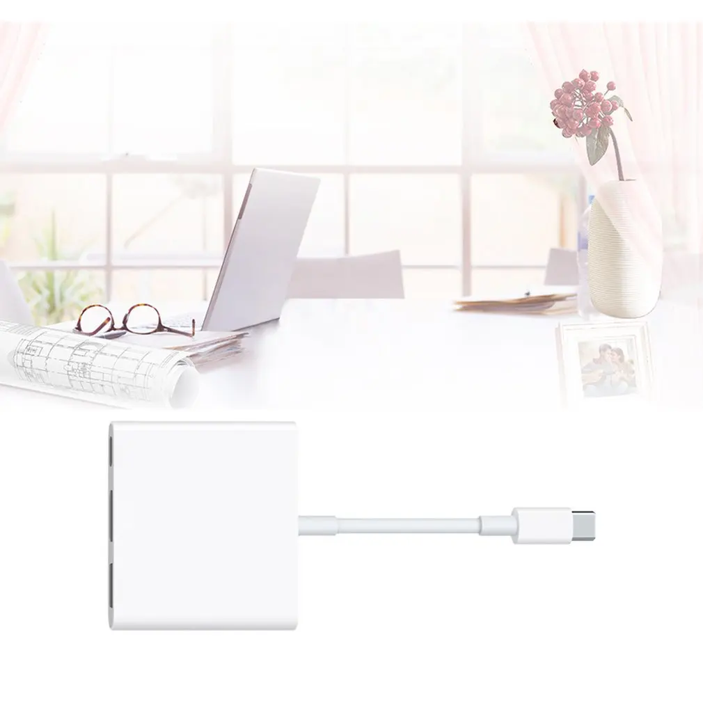 USB-C цифровой AV Multi Порты и разъёмы адаптер с USB Порты и разъёмы Белый Прочный чехол для Apple