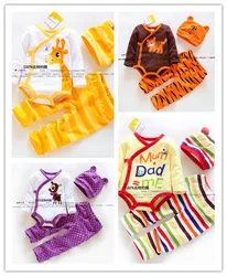 

baby romper set baby clothes 3pcs/lot lovely tiger jumpsuit+pants+hat baby clothing