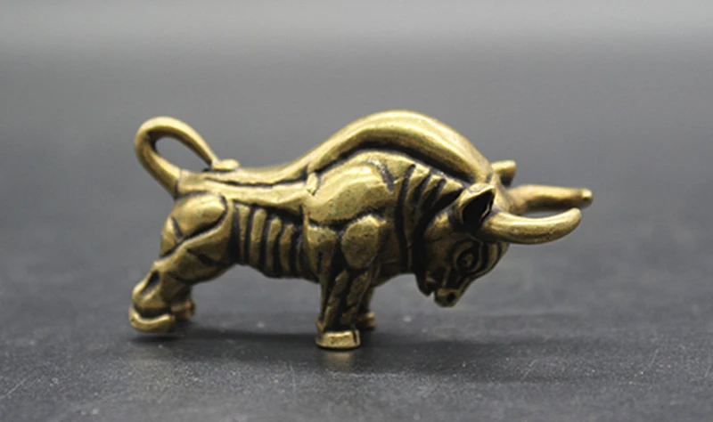 ( mini ) Delicate Interesting Chinese Old-style Brass Mighty Ox Auspicious Statue photo