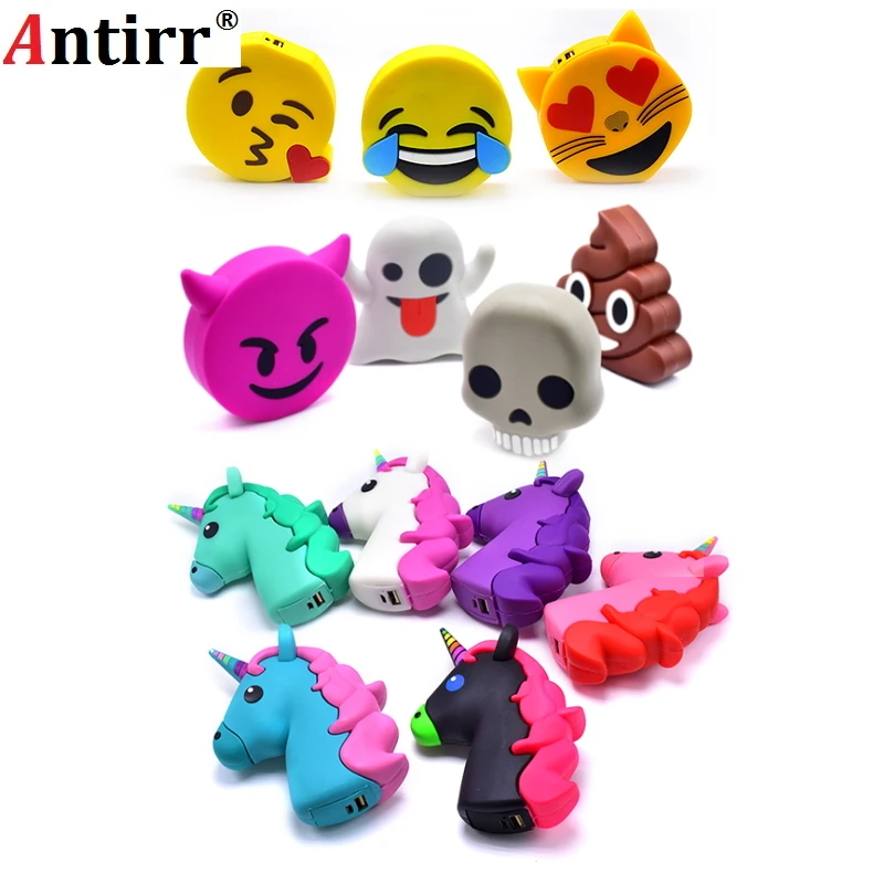 Emoji power bank 2600MAH Unicorn Cartoon USB Output powerbank portable External battery pack charger Battery for