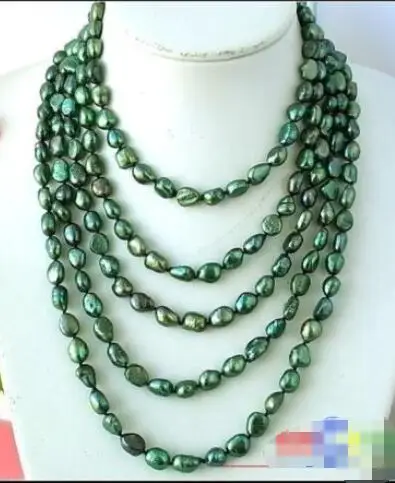 

Hot sale new Style >>>>> LONG 100" 11MM BAROQUE GREEN CULTURED PEARL NECKLACE