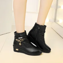 2016 new autumn and winter fashion boots warm mom big size round plus velvet flat shoes
