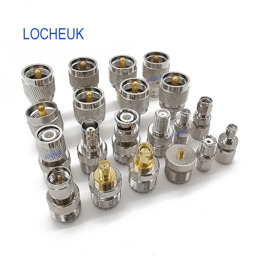 20 Type RF Coaxial Adapter UHF PL259 RF Adapter Kits Cover UHF to SMA Adapter SO239 UHF to BNC/TNC/F Straight Test Connector