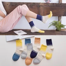 Новое поступление, 10 шт. = 5 пар, хлопковые носки разных цветов, красивые женские зимние носки, теплые носки