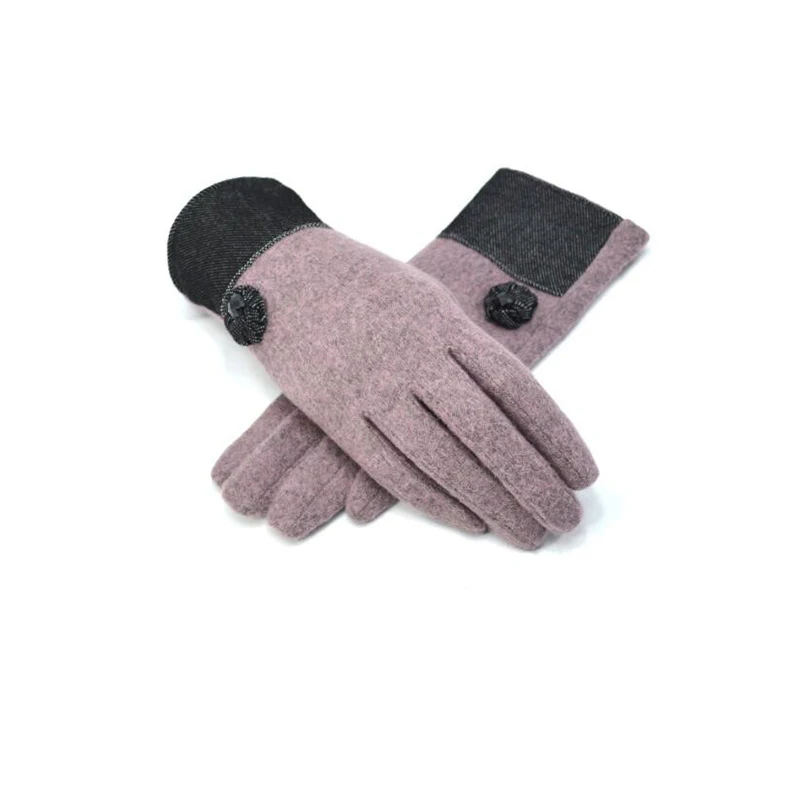 YRRETY зимние теплые шерстяные кашемировые перчатки для женщин зимние модные флисовые перчатки с помпоном женские перчатки на палец