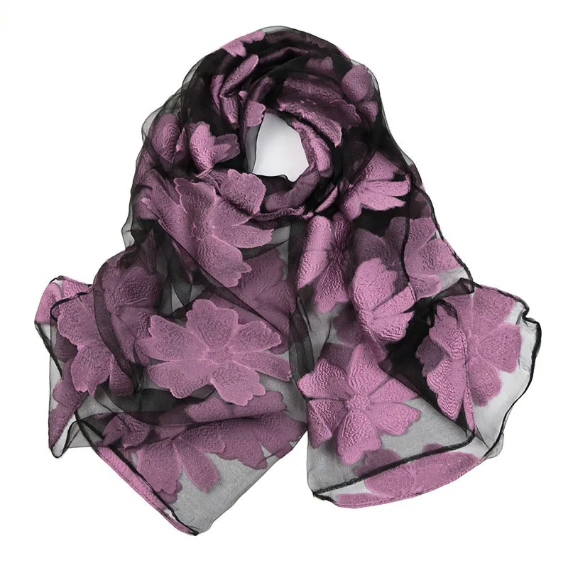 Весенний шелковый шарф, модные аксессуары, элегантный шарф из органзы, легкие длинные шарфы S9077 - Цвет: S9077-PK