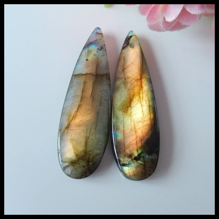 

Semi-precious stones Fashion Jewelry For Women Earrings Accessories,Labradorite,Gemstone women earring pair,49x15x5mm,12g