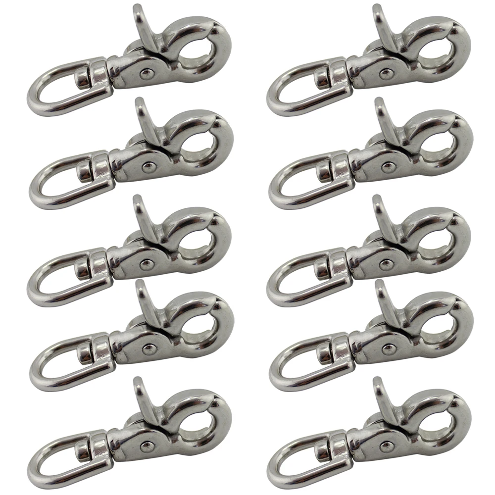 Stainless Landyard Trigger Swivel Snap Hook 1/2*65mm Stainless Steel  SS304/316 Lobster Claw Clasp Bag Snap Hooks 10pcs - AliExpress