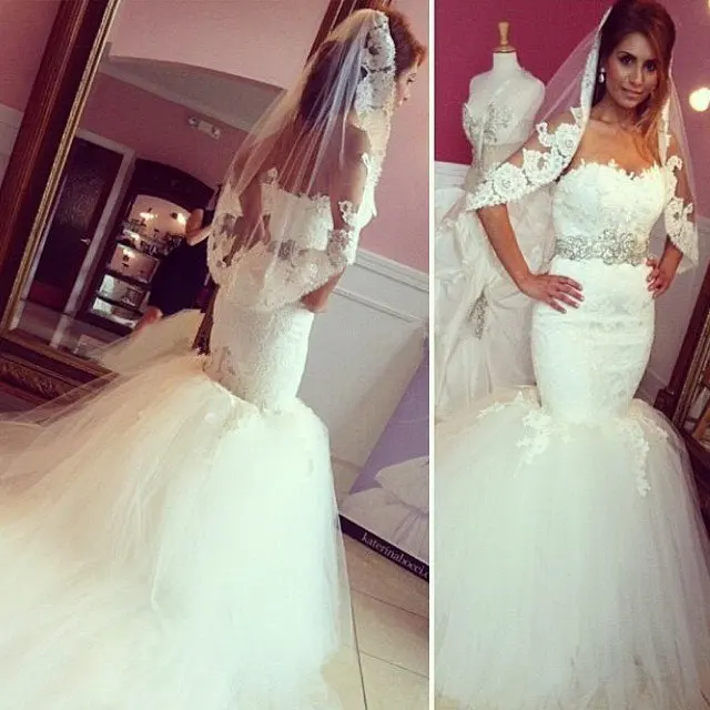 vintage vestido de novia de corte sirena vestidos de novia de cola