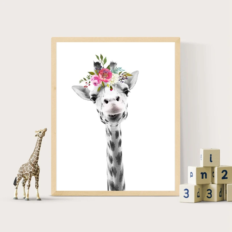 Cute Flower Giraffe Prints