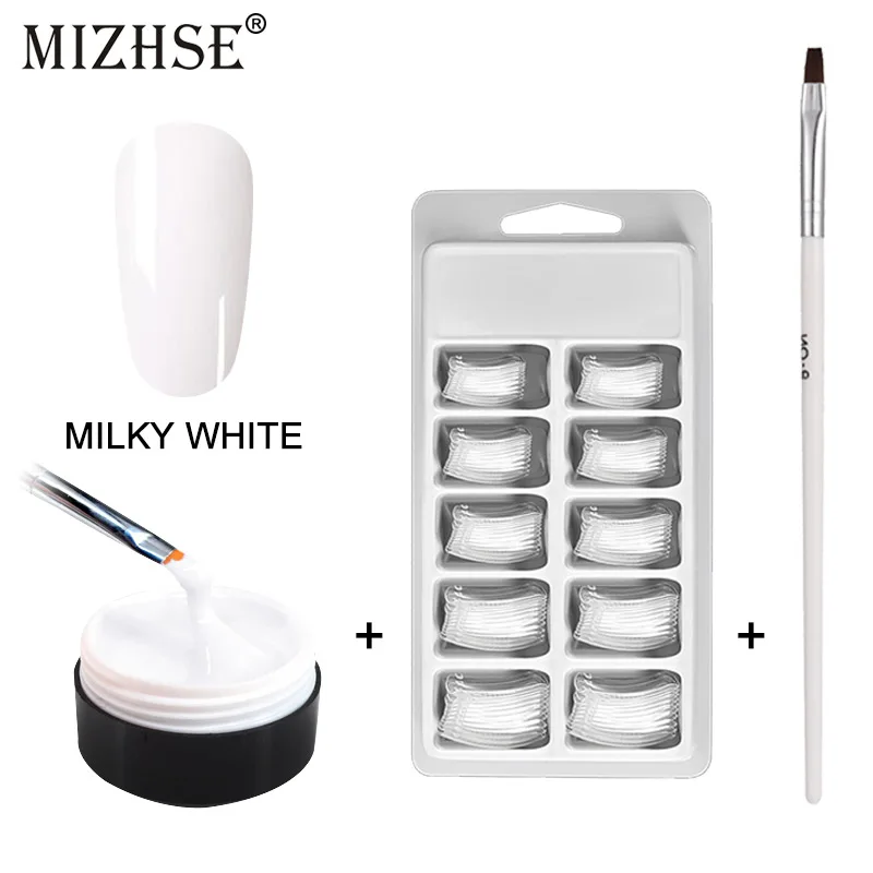 MIZHSE UV Gel Poly Gel Nails Poly Gel Kit UV LED Painting Lacquer Acrylic Gel For Nail Extension Crystal UV Resin Builder Gellak - Цвет: White ad Mold ad Pen