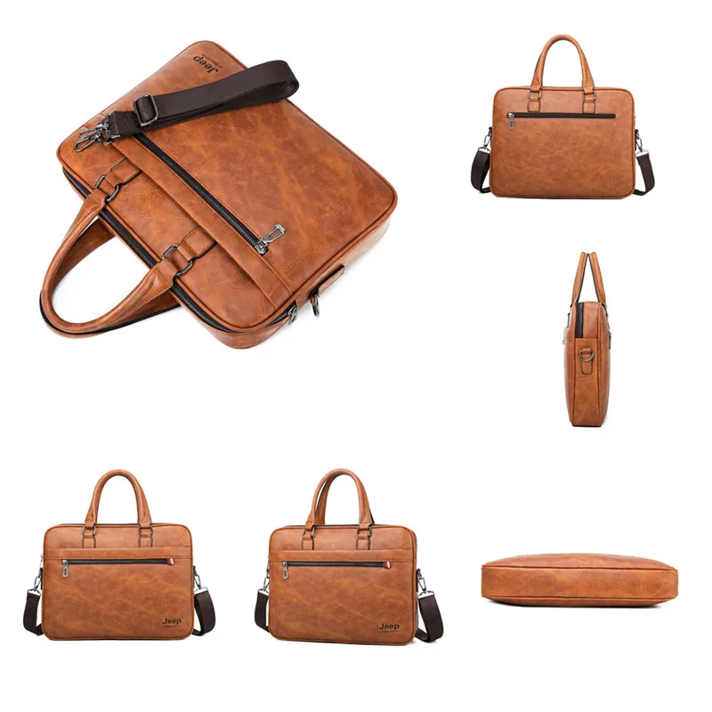 JEEP BULUO, известный бренд, мужской портфель, сумка, офисная, деловая, кожаная, через плечо, сумка для путешествий, 14', для ноутбука, iPad, A4, файлы, сумки
