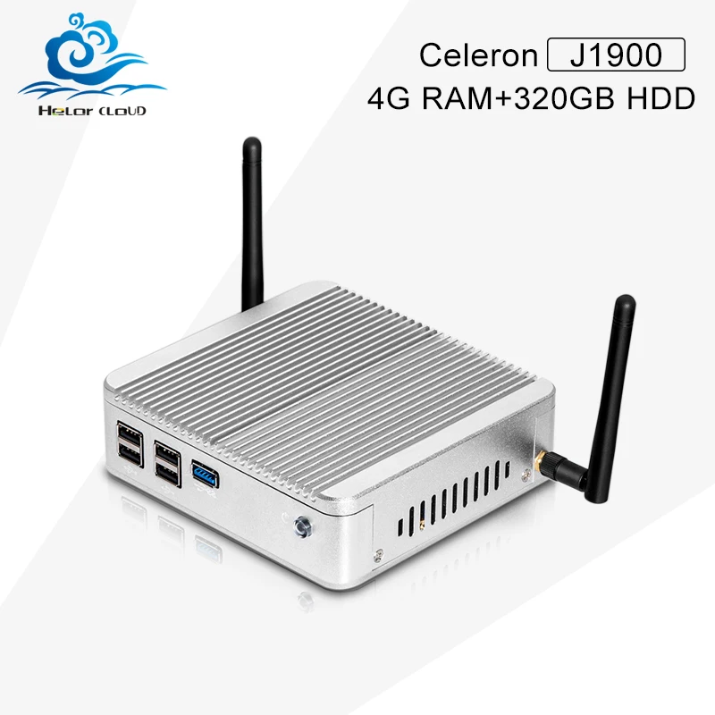  High Performance 3D Graphics Mini PC Celeron J1900 4g ram 320g hdd wifi Fanless Design Mini PC Desktop Thin Client 