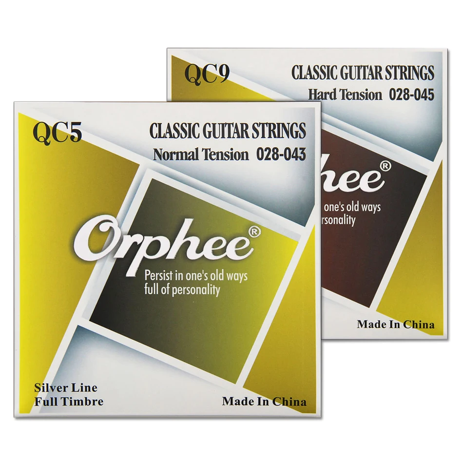 Orphee QC Series Classical Guitar Strings Clear Nylon Core Silver Plated Wound Hard/Normal