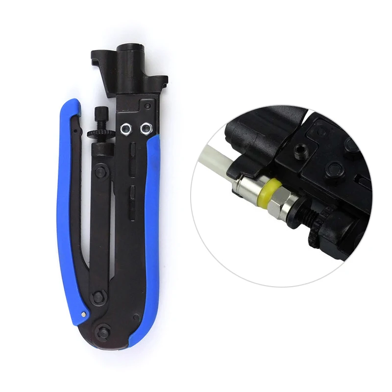 Coax Cable Crimper Kit Compression Tool Wire Cutter Adjustable RG6 RG59 RG11 Wire Stripper with 20pcs F Compression Connectors