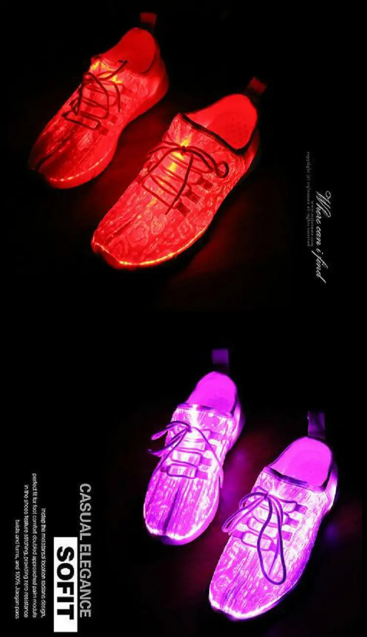 Chaussures en fibre optique lumineuse