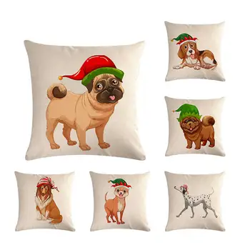 

Pet Chihuahua Dog Cotton Linen Throw Pillow Case 45cmx45cm Cushion Cover Home Decor Decorative Pillows Pug Dog Bulldog Cushion