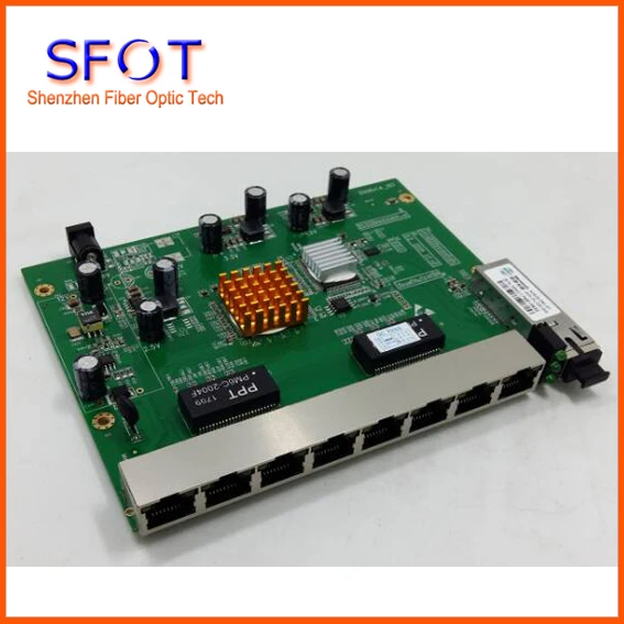 PCB board, PD with 8 ethernet ports, reverse POE optical network EPON ONU, 8 ports PCB board