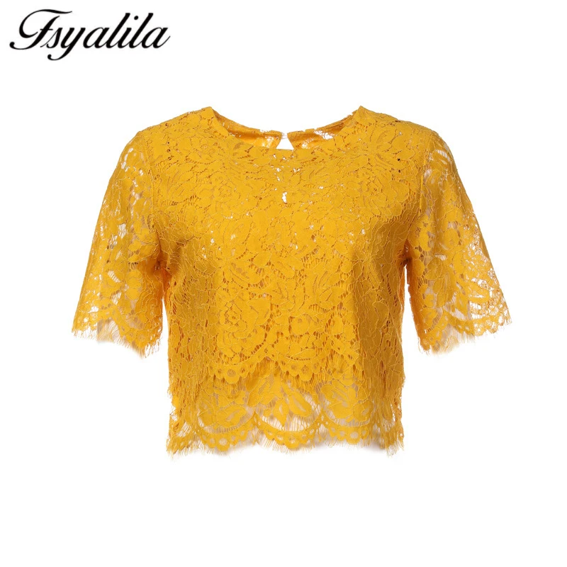 yellow lace top