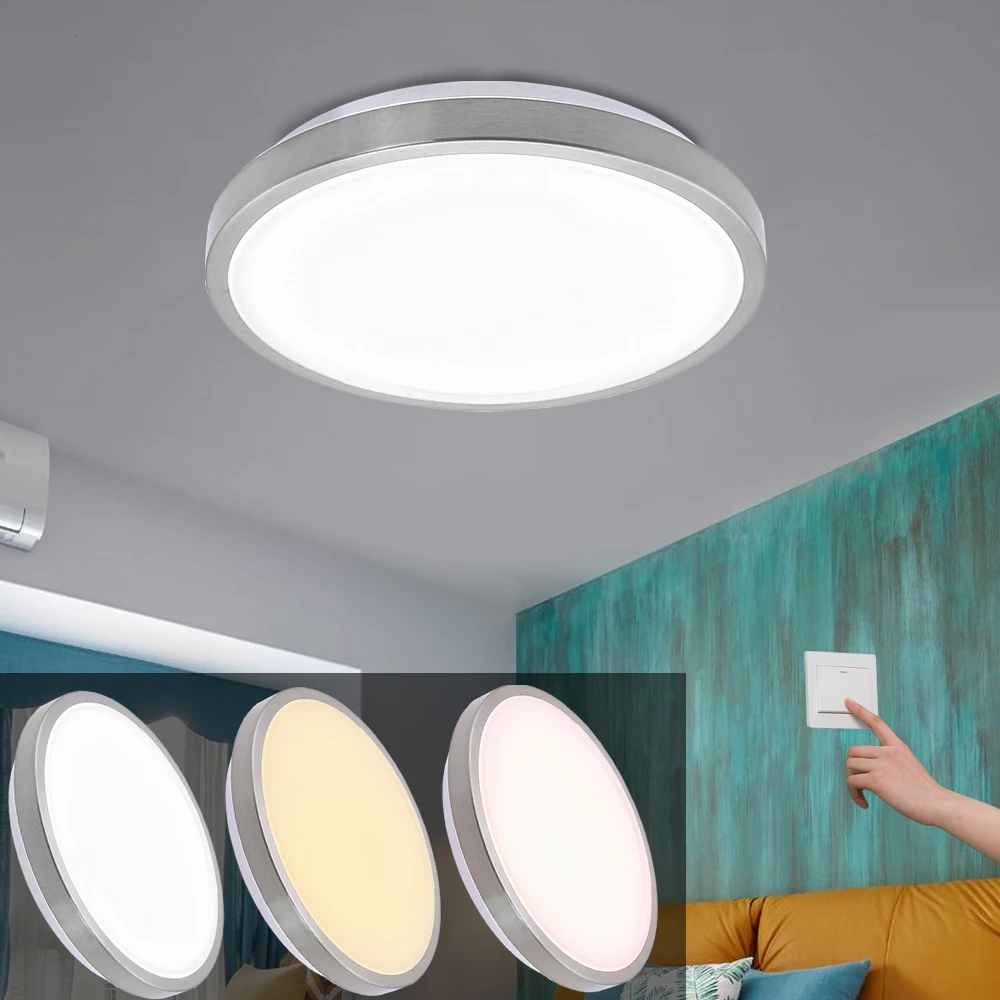 

12W LED Modern Ceiling Light Pure White Surface Nickel Plating Home Lighting Fixture Kitchen Living Room Bedroom