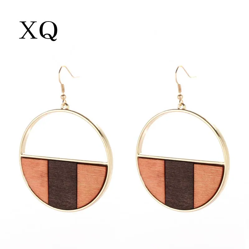 

Free Shipping Fashion The New Pop lady Women Wood Round Earrings Necklace Set Christmas present Accessories wholesale jewelry