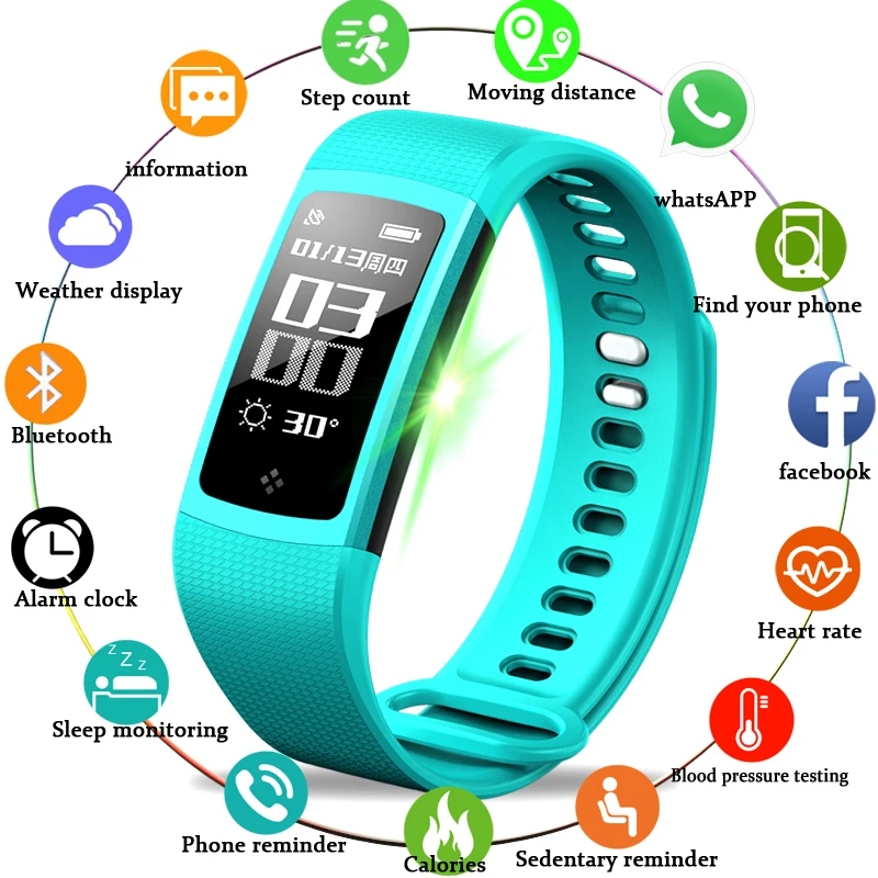 

2018 Sport Watch Smart Bracelet Multi-language Heart Rate IP67 Waterproof Pressure Oxygen Sport Fitness Wristwatch Men Women