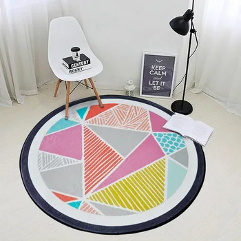 

Modern Simplicity Black Yellow Geometric Round Carpet Living Room Children Bedroom Rug Computer Chair Floor Mat Cloakroom Tapete