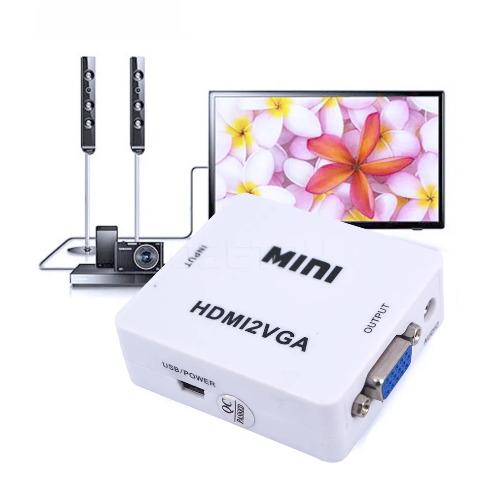 

MINI 1080 HDMI to VGA Adapter HDMI2VGA Converter Connector with Audio for PC Laptop to HDTV Projector