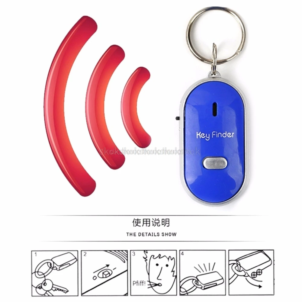 

Anti-lost Whistle Sound Key Finder Wireless Smart Flashing Beeping Remote Keyring Locator with Keychain Alarm Reminder A20 19