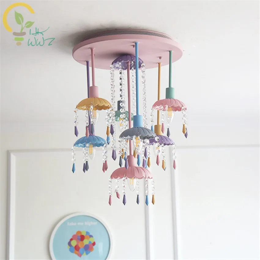 

Makaron Simple Bedroom Led Ceiling Lamps Girl Princess Children's Room Lamps Nordic Crystal Ceiling Lights For Home Lighting