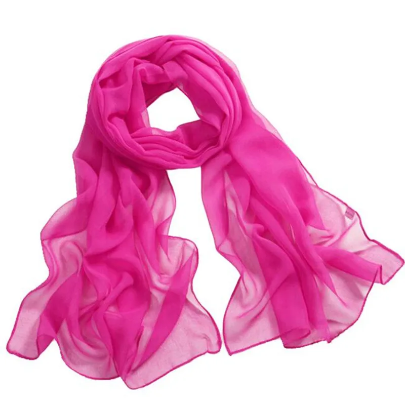 Мода девушки женщины длинная Мягкая тонкая упаковка леди шаль шифон шарф пляжные шарфы - Цвет: Hot Pink