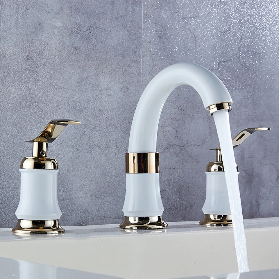Grosshandel Becken Armaturen Retro Weiss Bad Becken Waschbecken Mischbatterie Doppelgriff Deck Montiert 3 Loch Weiss Geburstetem Wasserhahn Heisses Und Kaltes Wasser Von Baolv 73 15 Auf De Dhgate Com Dhgate
