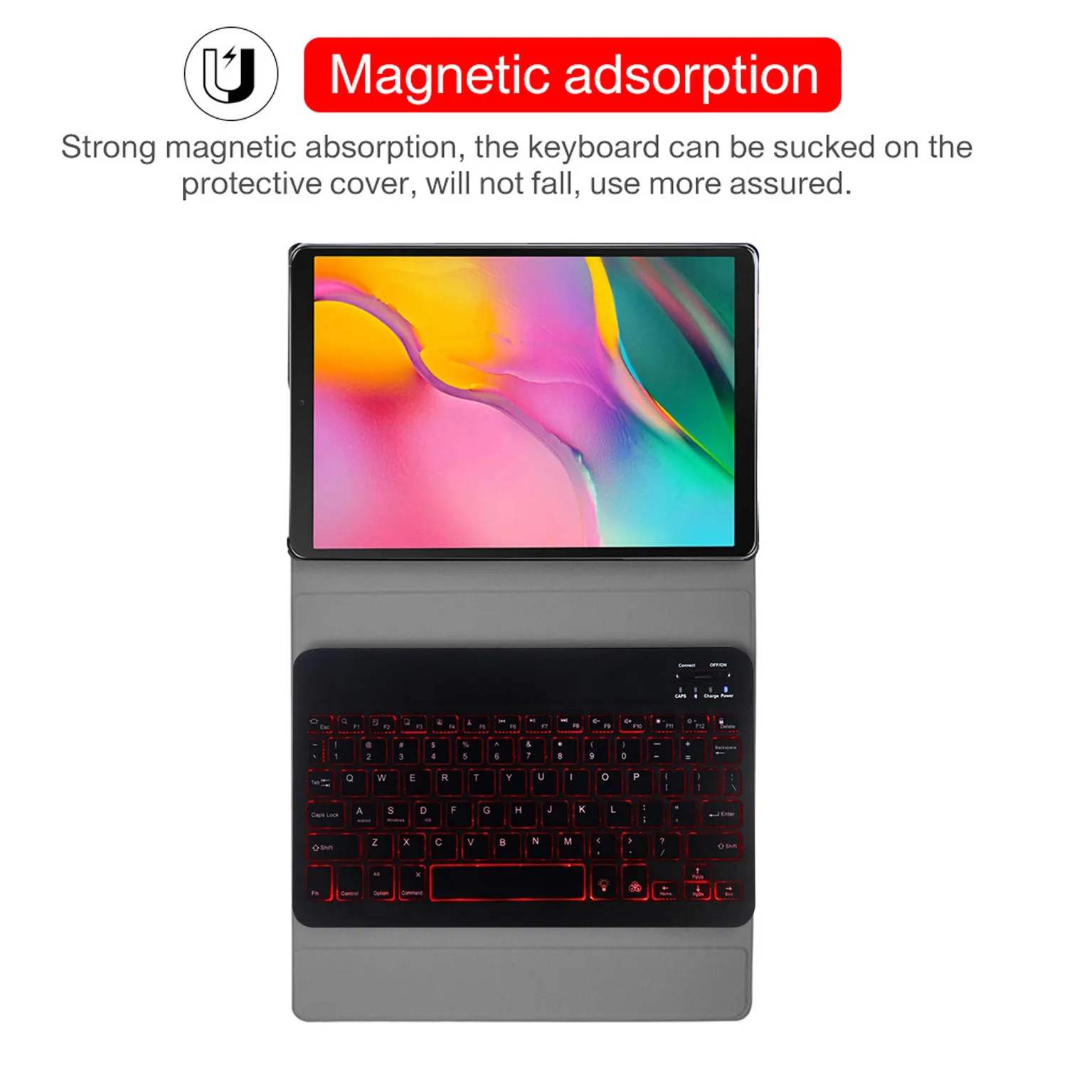 Besegad 2 in 1 Keyboard Case PU Leather Cover Skin Shell Protector with Backlights for Samsung Galaxy Tab A 10.1 T510 T515